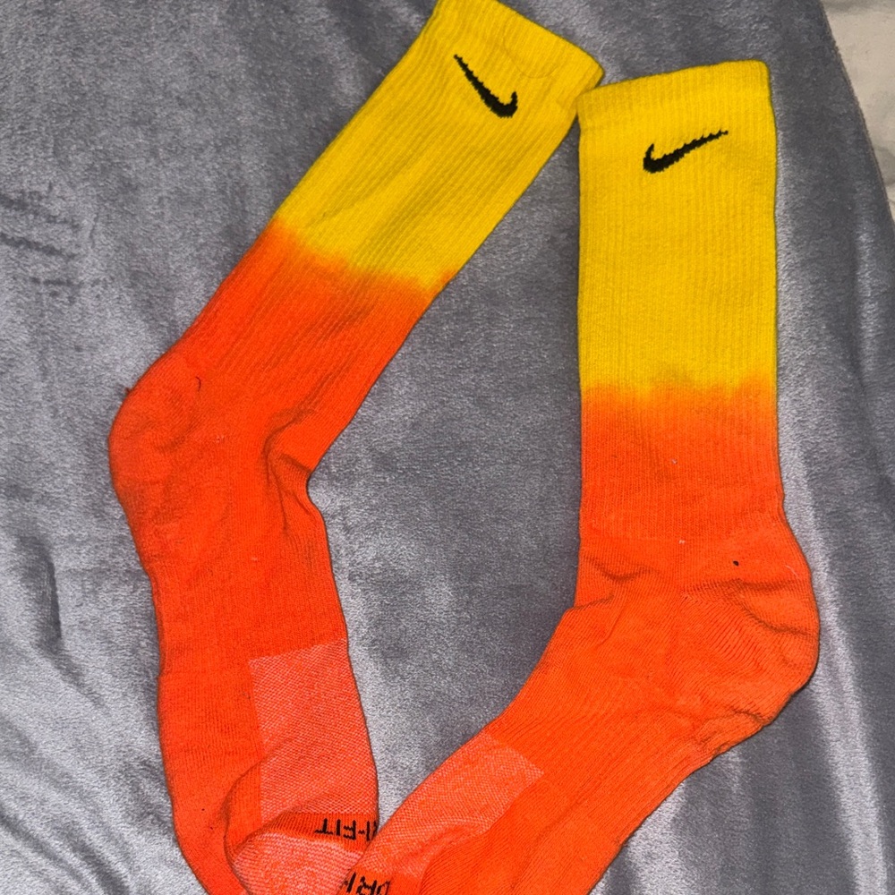 Nike Men's Yellow and Orange Athletic Socks